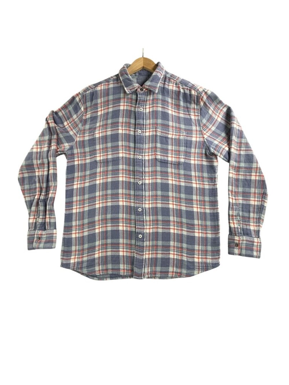Faherty Shirt Mens Medium Plaid Flannel Button Up Long Sleeve Reversible Cotton
